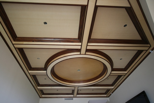 Mahogany and Maple Coffered Ceiling